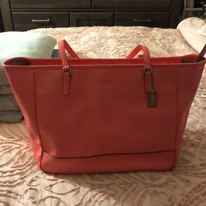 Coach Large Leather City Tote : Coral Pink